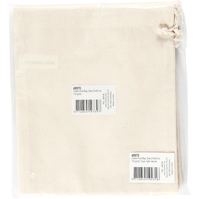 Produktbild 2 för Tygväska med dragsko 21x25 cm Naturfärgad 5-pack