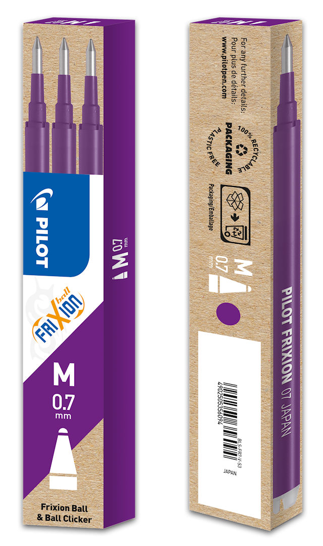 Produktbilde 2 for Patron Refill Frixion 0,7 mm Lilla 3 stk. Pilot