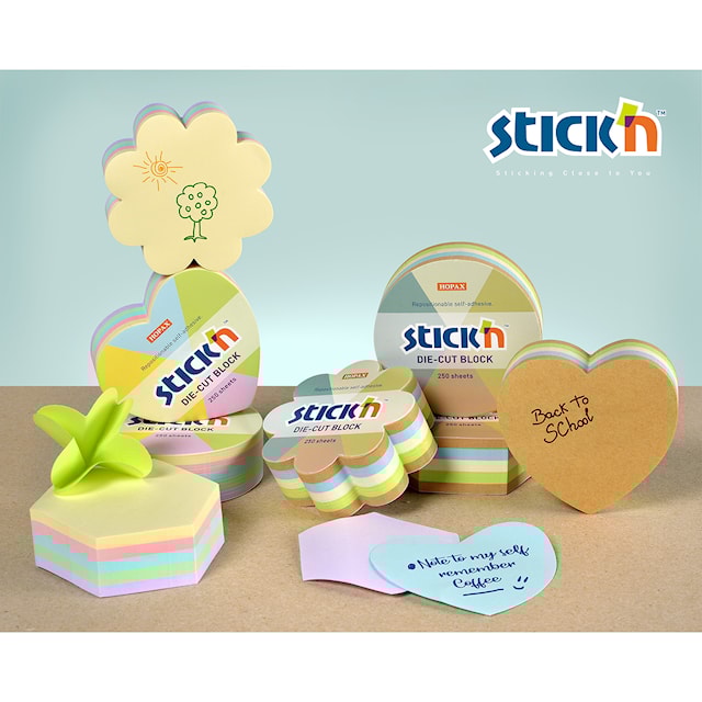 Produktbild 2 för Notisblock Pastell  Hjärta 64x67 mm Stick'n