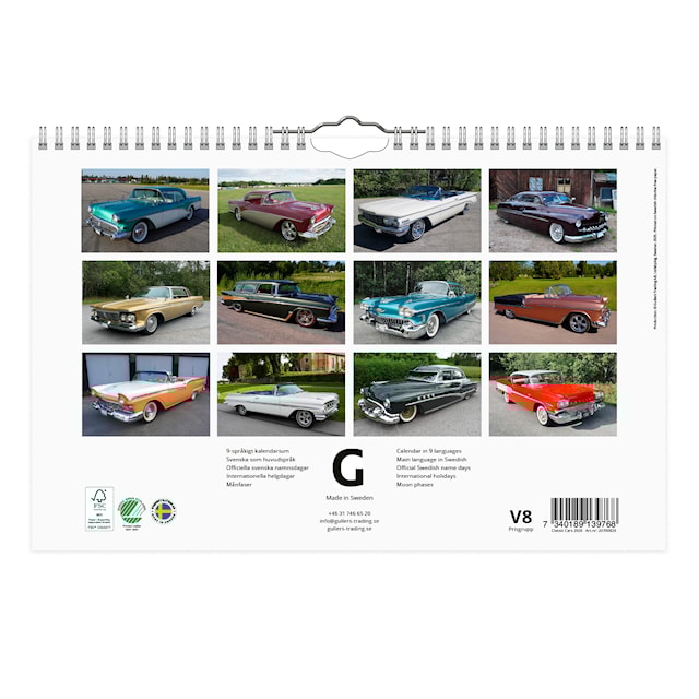 Produktbild 3 för Väggkalender Classic Cars 2026 medium