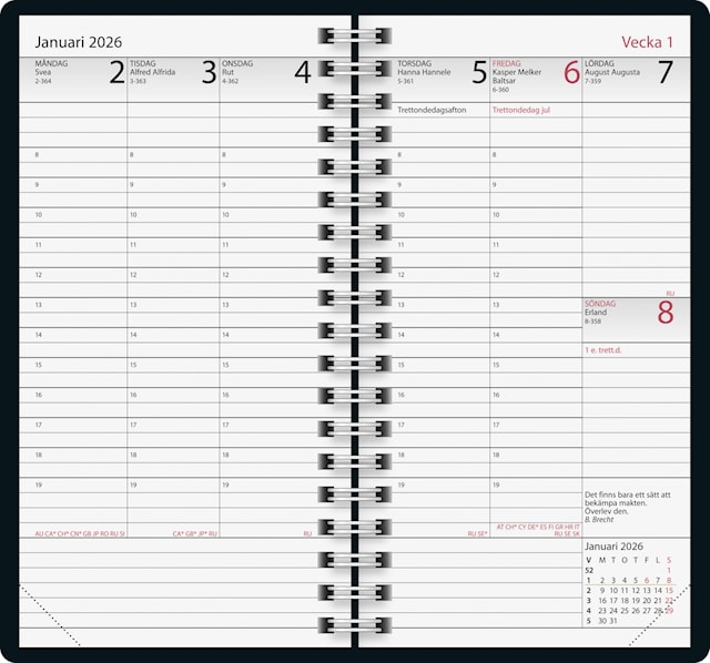 Produktbild 2 för Kalender Manager 2026 Svart Almanacksförlaget