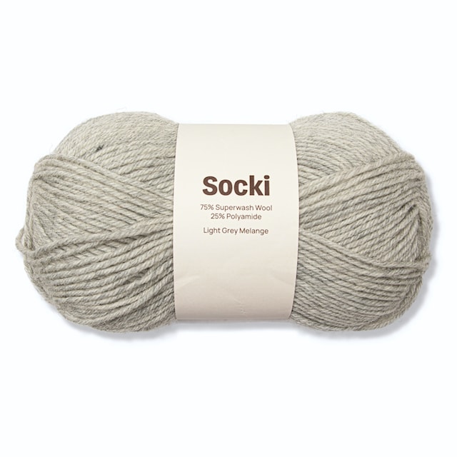 Socki Lanka Yksivärinen Villasekoitus 100 g Light Grey Melange A049 Adlibris