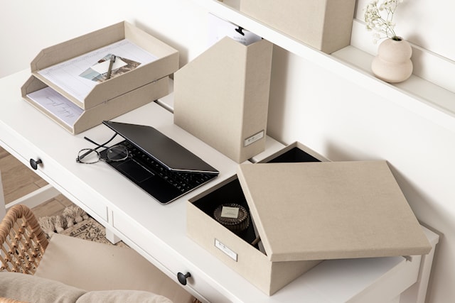 Produktbild 5 för Stort förvaringsset för Kontoret Linen 5 delar Bigso Box of Sweden