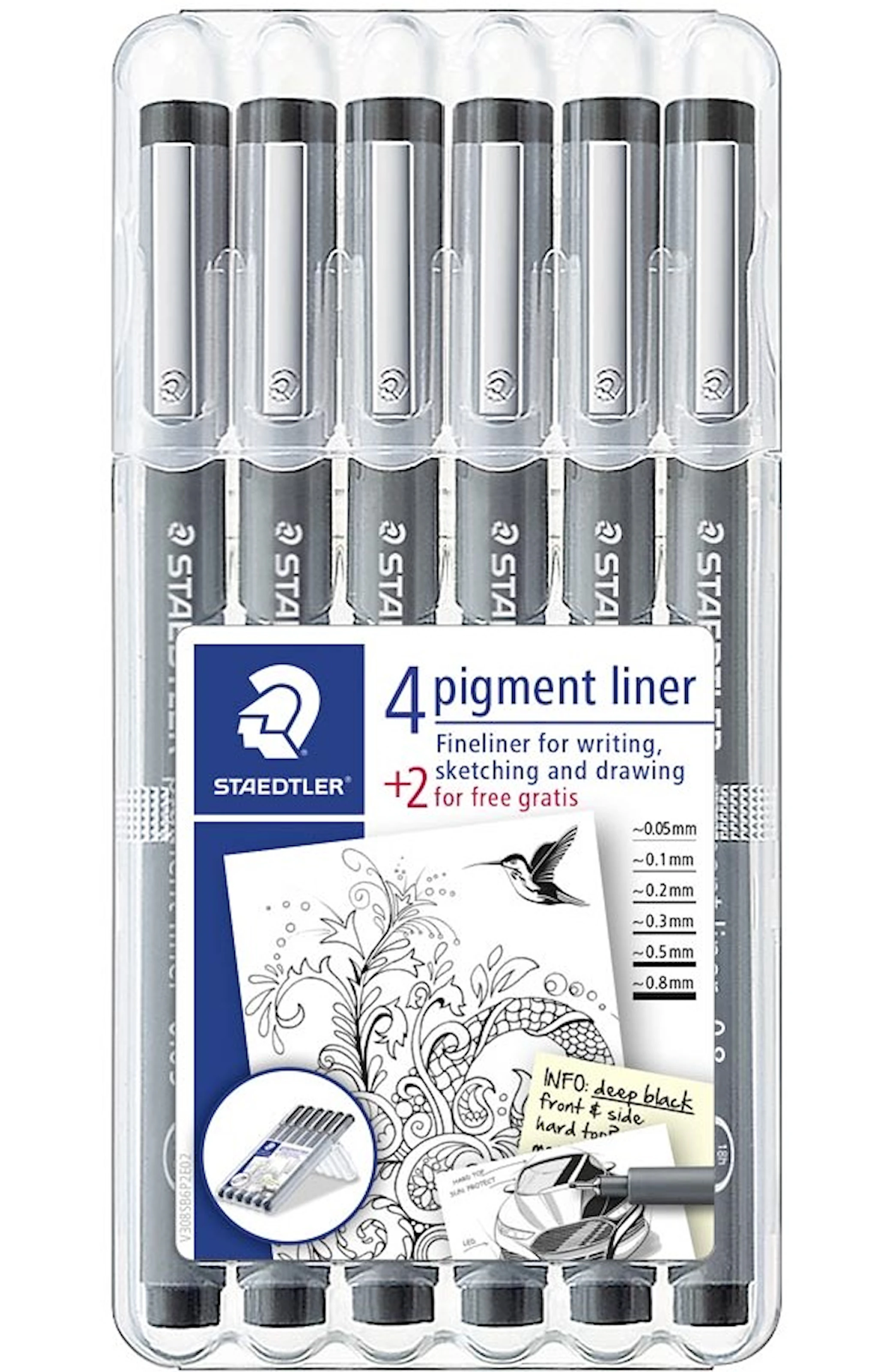 Tuotekuva ille Kuitukärkikynä Pigment Liner (6kpl) Staedtler