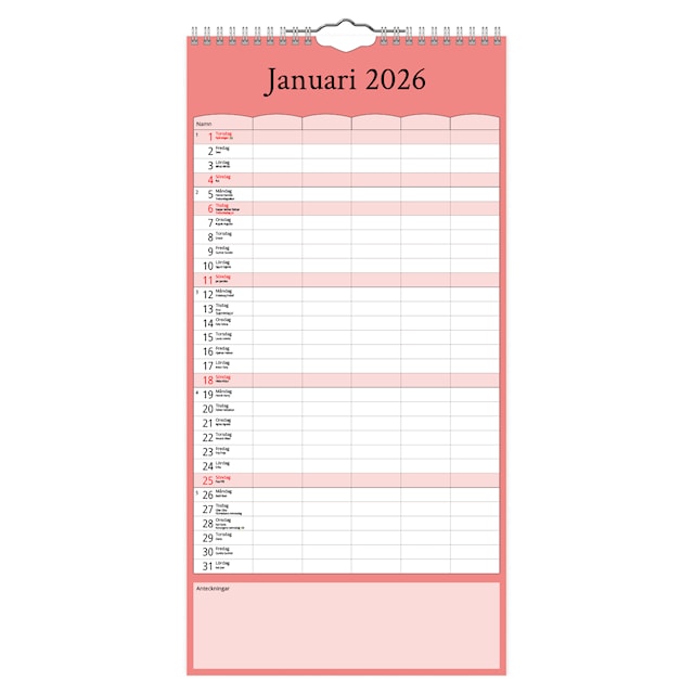 Produktbild 2 för Familjekalender Färg 2026