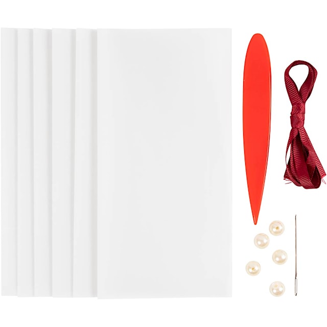 Produktbilde 3 for Mini DIY Kit origami, Duer/stjerner, mørk rød, råhvit, 1 pk.