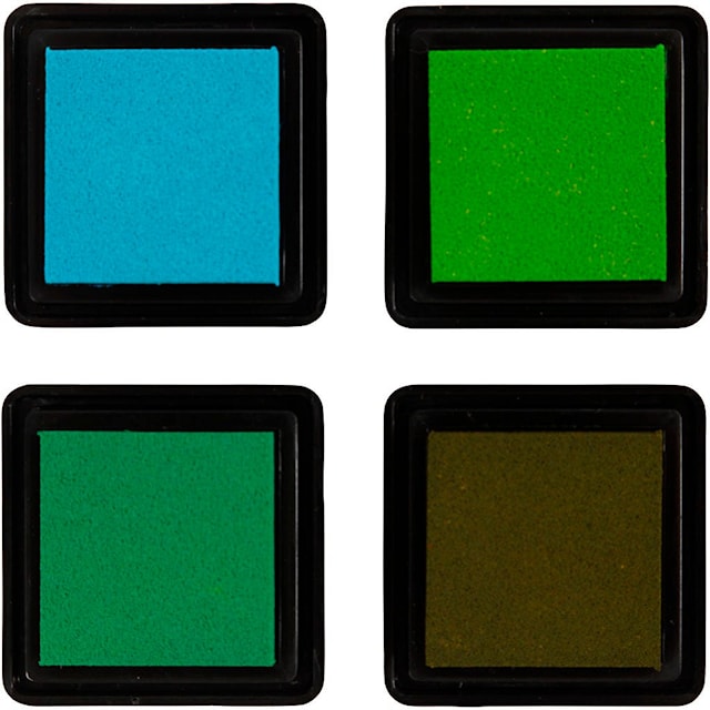 Produktbilde 2 for Stempelpute, H: 2 cm, str. 3,5x3,5 cm, grønn, lys grønn, oliven, aqua, 4 stk./ 1 pk.