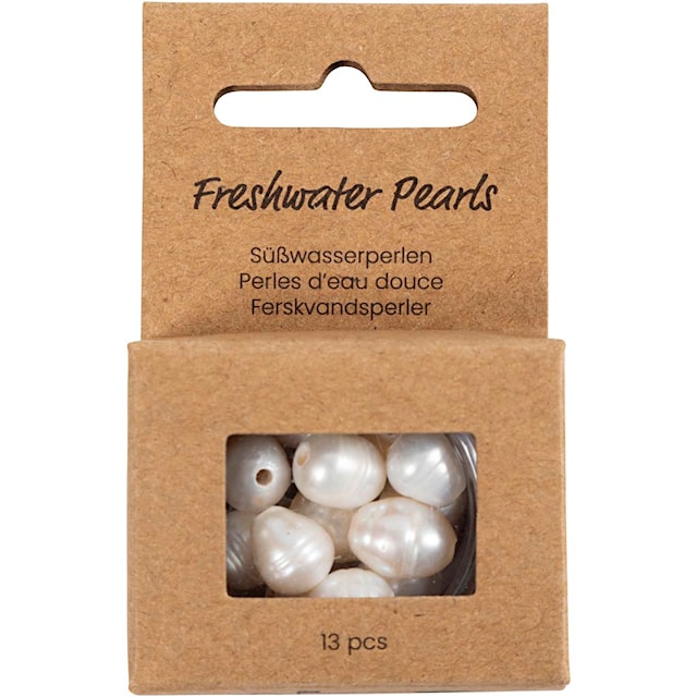 Produktbilde 2 for Ferskvannsperler, Perforert på langs, dia. 9-11 mm, hullstr. 2 mm, perlemor, 13 stk./ 1 pk.