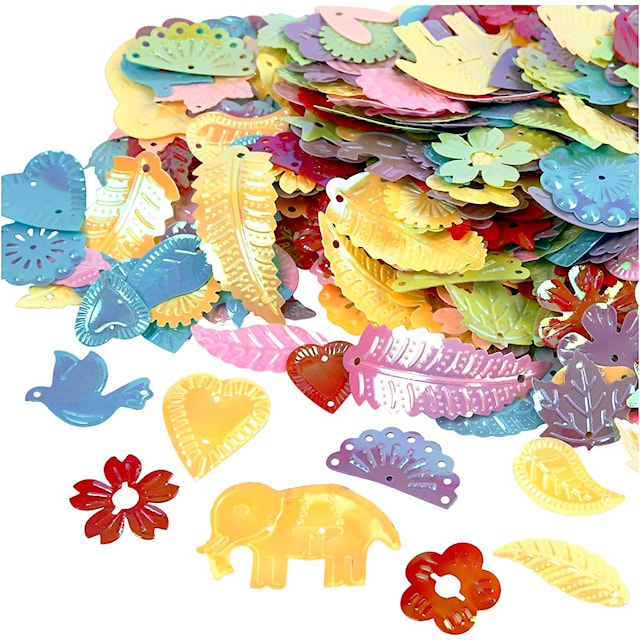 Tuotekuva 4 - Paljetit, koko 15-45 mm, helmiäisvärit, 30 g/ 1 pkt