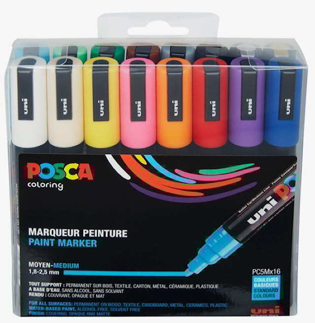 Posca Marker Set 16-p Mixade Färger PC-5M Spets 1,8-2,5 mm