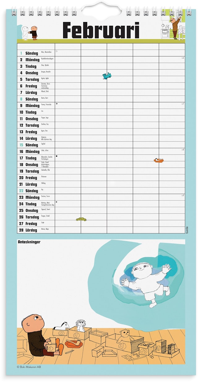 Tuotekuva 2 - Familjekalender 2026 Alfons Åberg 220x430 mm Burde
