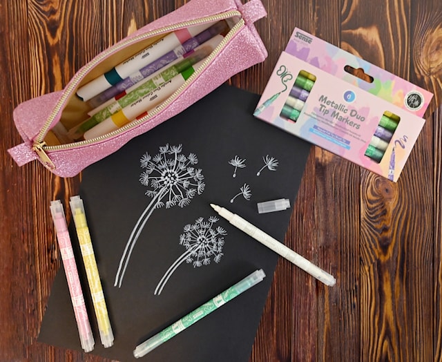 Produktbild 3 för Dubbelspetspenna Metallic Pastellfärger 6-pack Sense