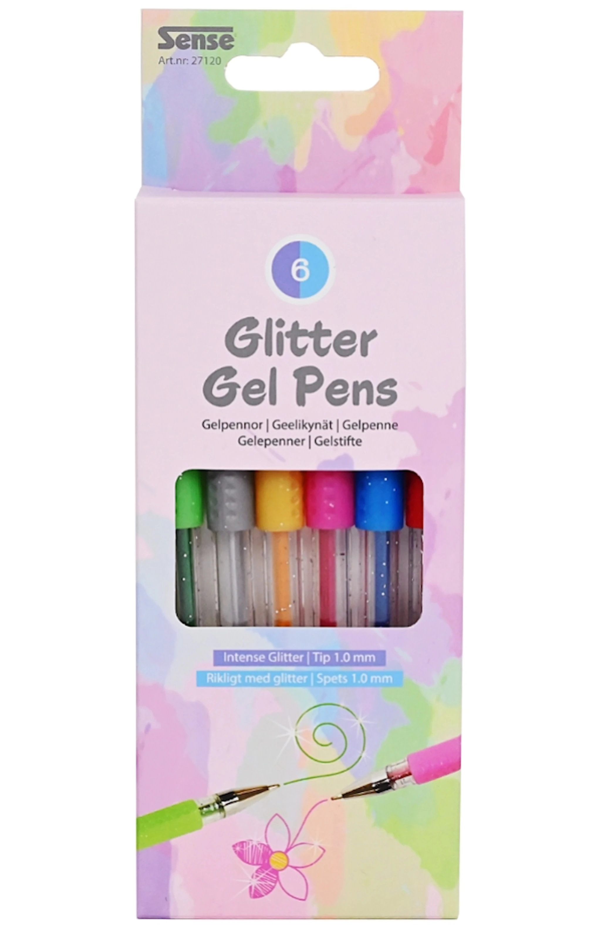 Produktbild för Gelpennor Glitter 6-pack Sense