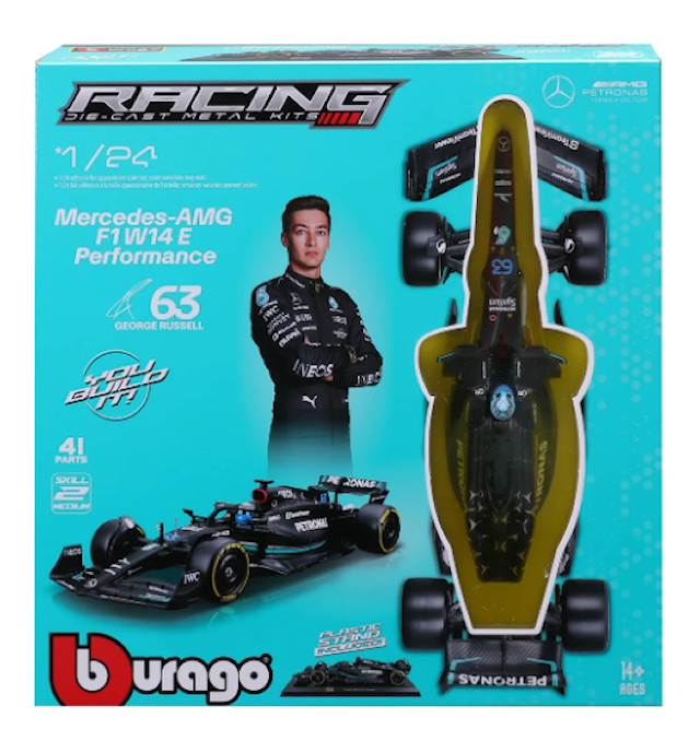 Produktbild 1 för BBurago 1:24 Mercedes-AMG F1 W14 2023 Model Kit George Russell