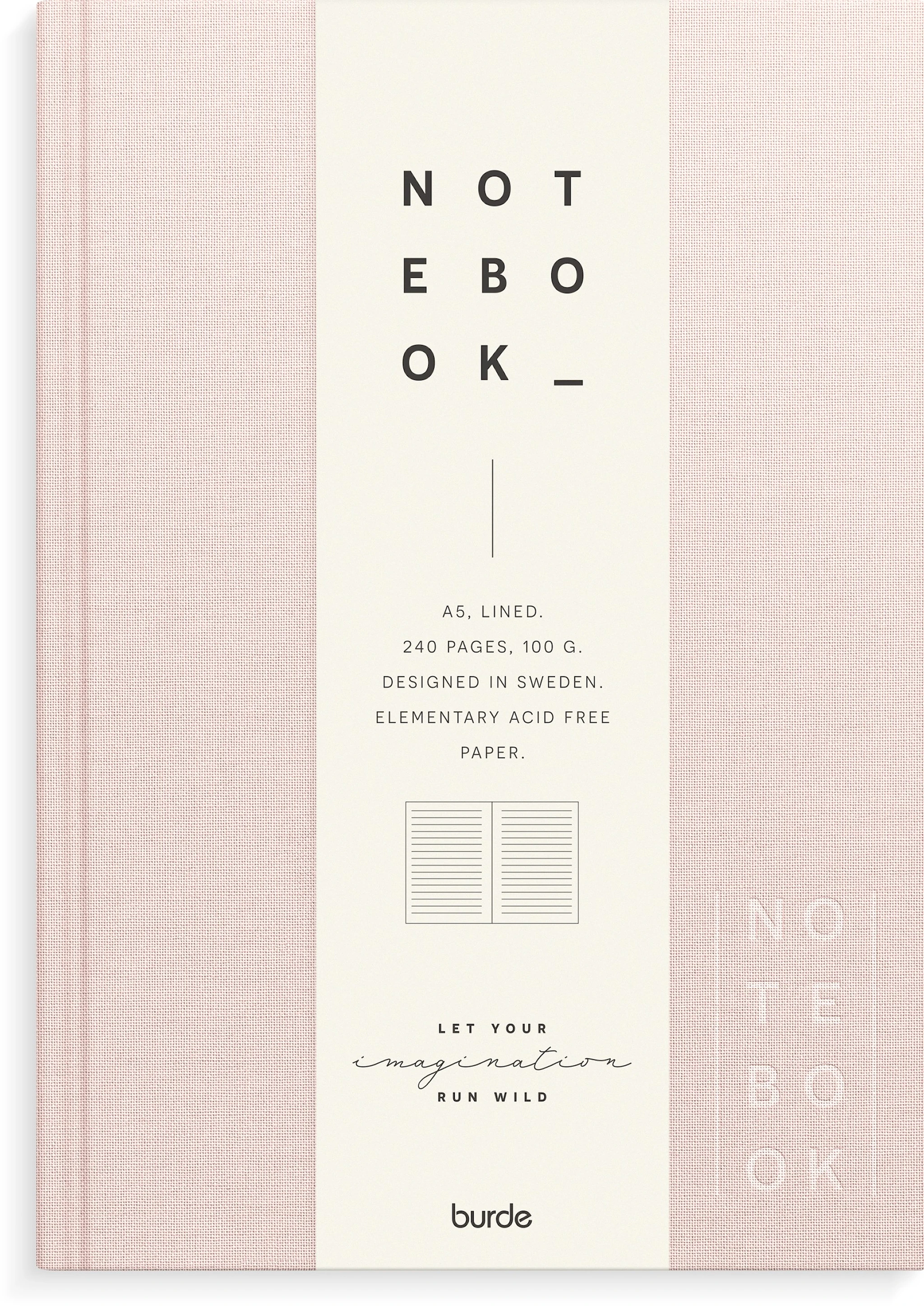 Produktbilde for Notatbok A5 Rosa tekstil, Linjert, Burde