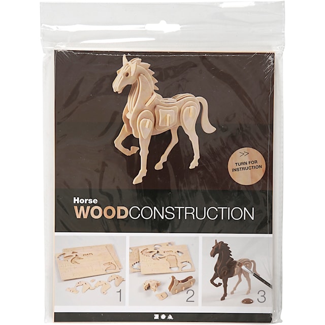 Produktbild 2 för 3D-figur i trä Häst 18 x 4,5 x 16 cm 1-pack