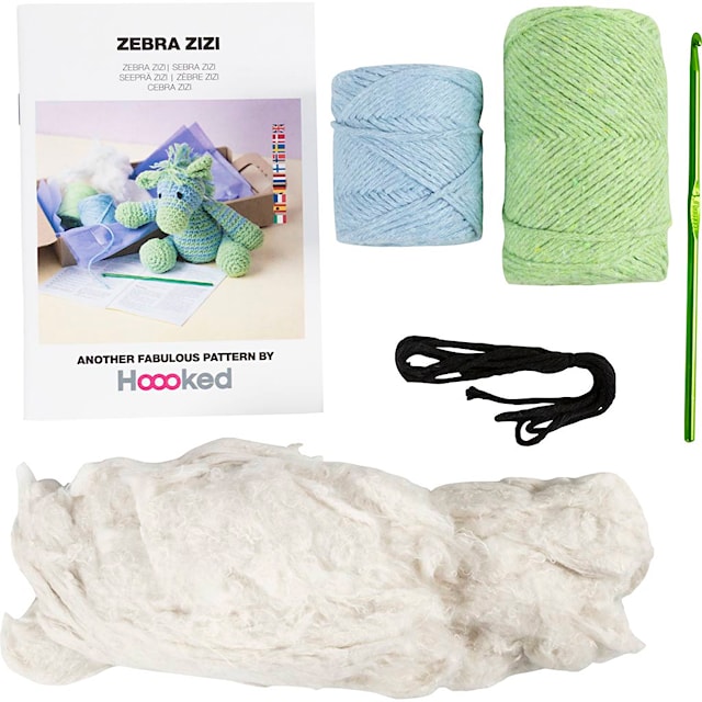 Produktbilde 4 for DIY Kit Amigurumi, Sebra , lys blå, lys grønn, 1 pk.