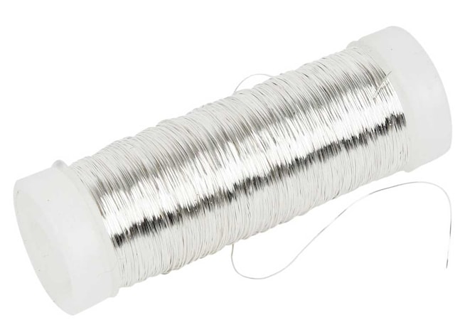 Produktbild 2 för Metalltråd 0,2 mm x 110 m Silverpläterad