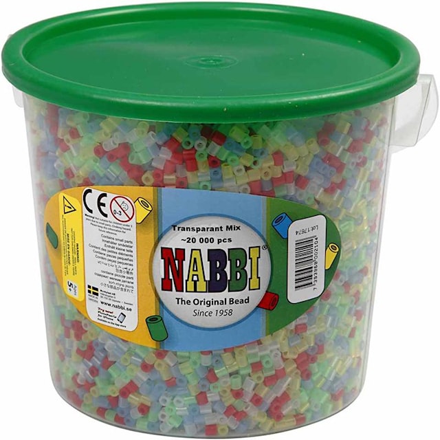 Produktbilde 1 for Rørperler, str. 5x5 mm, hullstr. 2,5 mm, 20000 ass., transparente farger