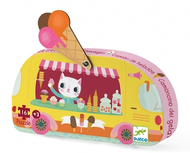 Tuotekuva 1 - Palapeli Kesäisessä Jäätelöautopakkauksessa 16 Palaa Värikkäät Palat Djeco