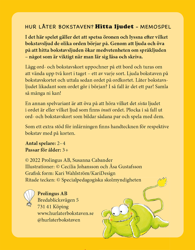 Produktbild 2 för Hur låter bokstaven? Hitta ljudet MEMOSPEL (SE)