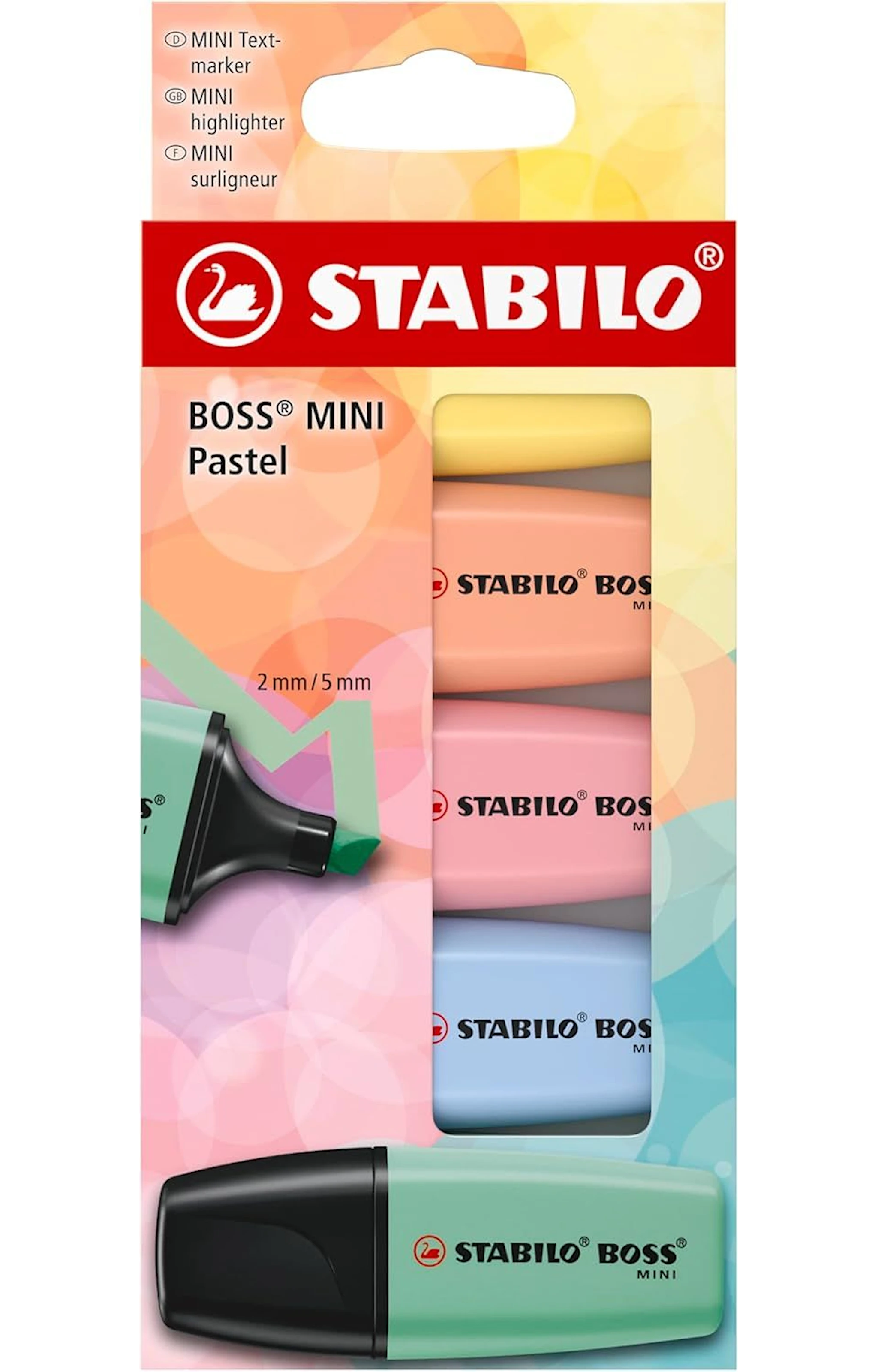 Produktbild för Överstrykningspennor Mini Pastell 5 Pack STABILO BOSS