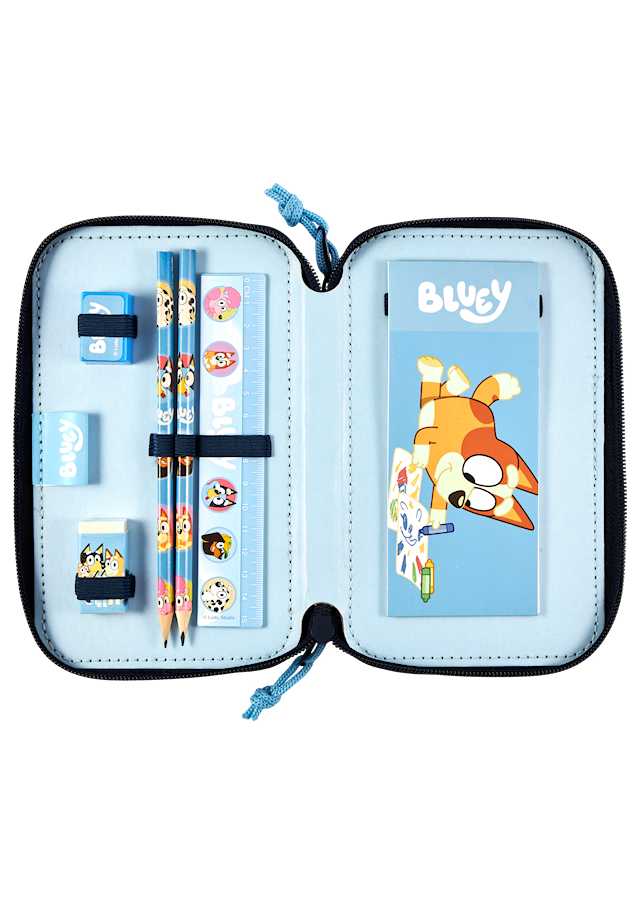 Produktbild 3 för Bluey Dubbelt Pennfodral med innehåll