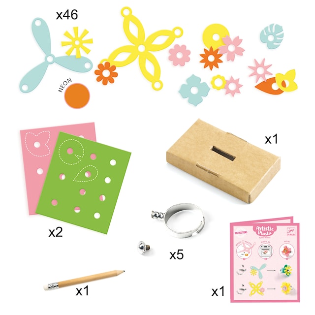 Produktbild 4 för Pysselkit Krympplast justerbara Ringar & Dekorationer Djeco