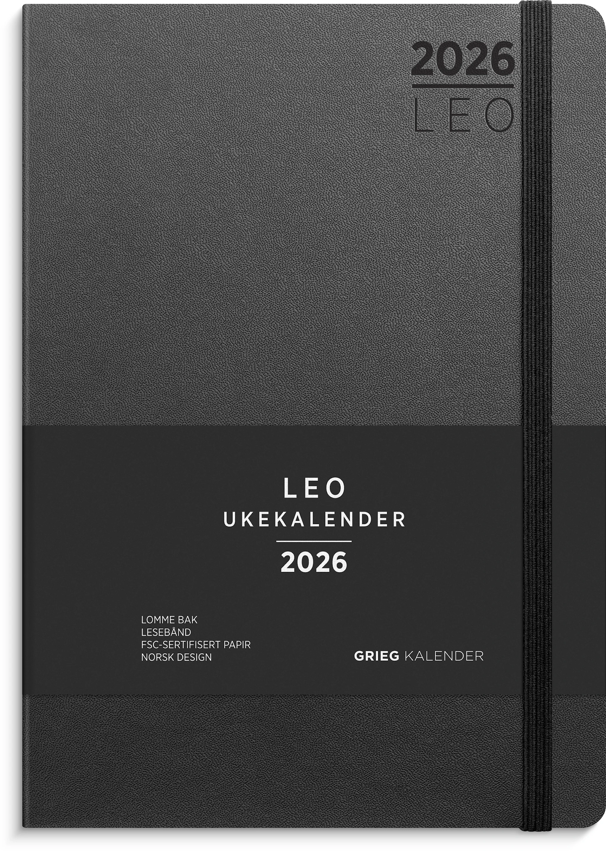 Produktbilde for Ukekalender Leo A5 Lite 2026 sort GRIEG