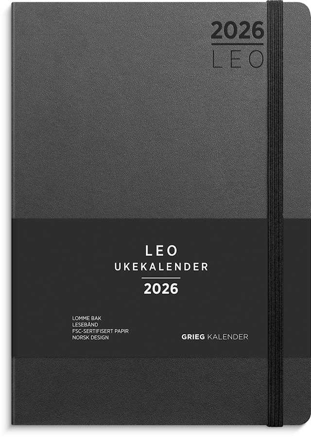 Produktbilde 1 for Ukekalender Leo A5 Lite 2026 sort GRIEG