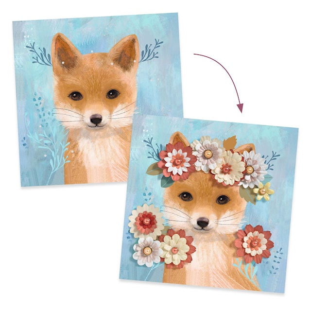 Produktbild 3 för DIY-Kit Bilder med Blomeffekter 4 Grundbilder 100 Pappersblomblad Djeco