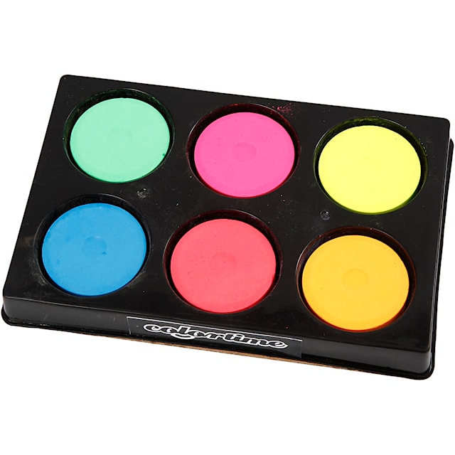 Produktbilde 1 for Vannfarger, H: 16 mm, dia. 44 mm, neonfarger, 1 pk.