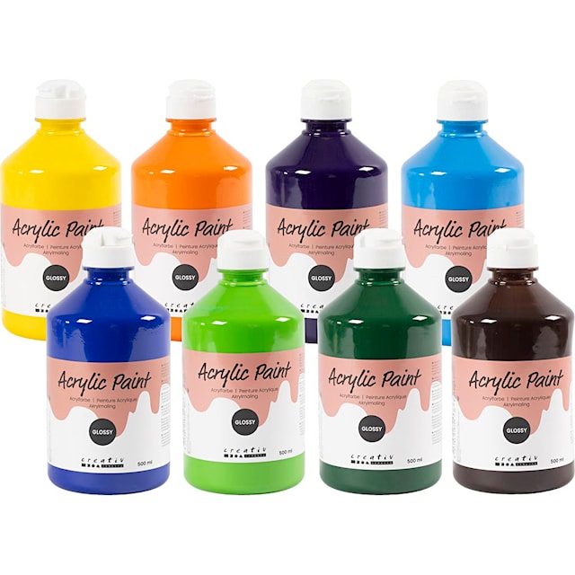 Akrylmaling Blank, 8x500 ml/ 1 pk.