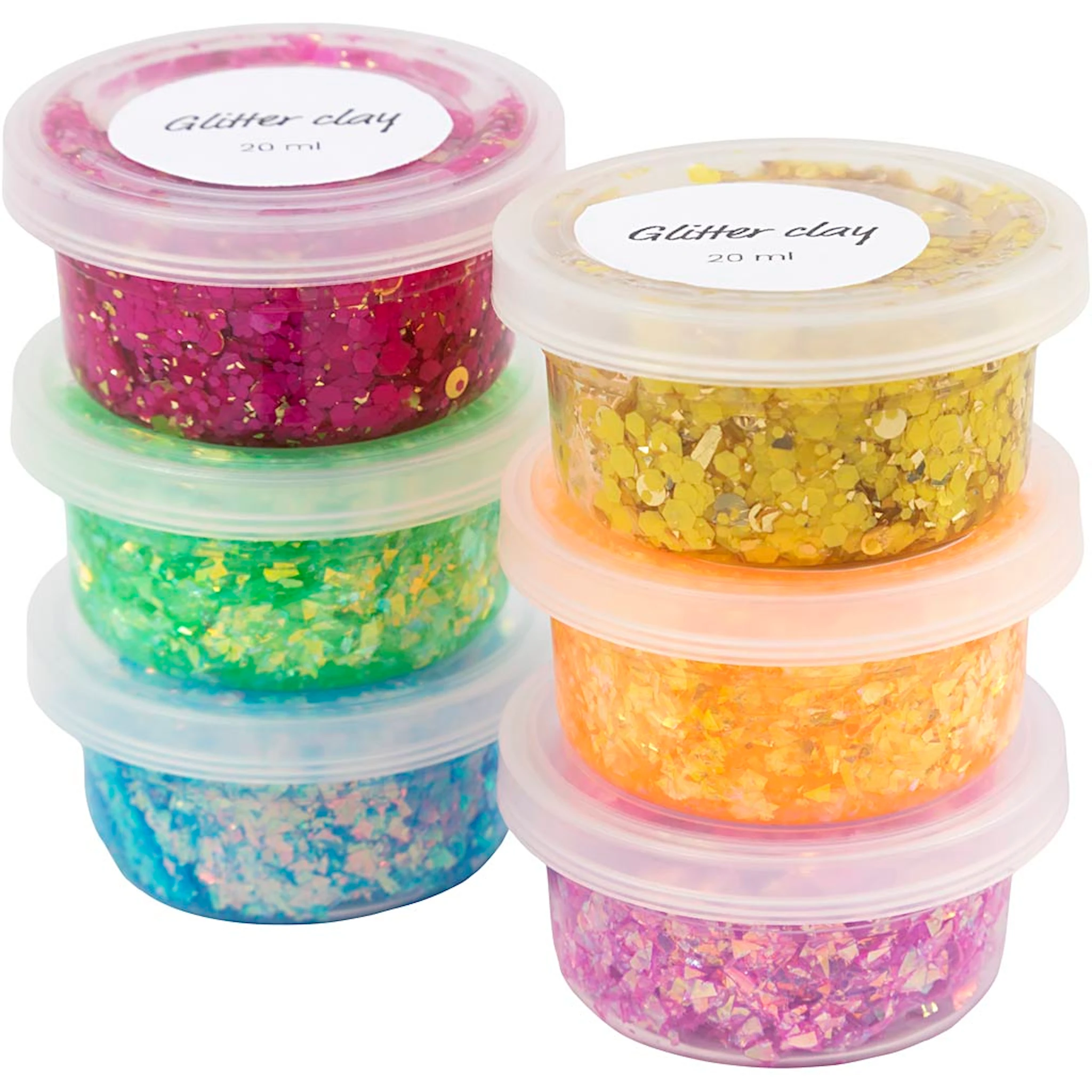 Produktbilde for Glitter Clay, glade farger, 6x20 g/ 1 pk.