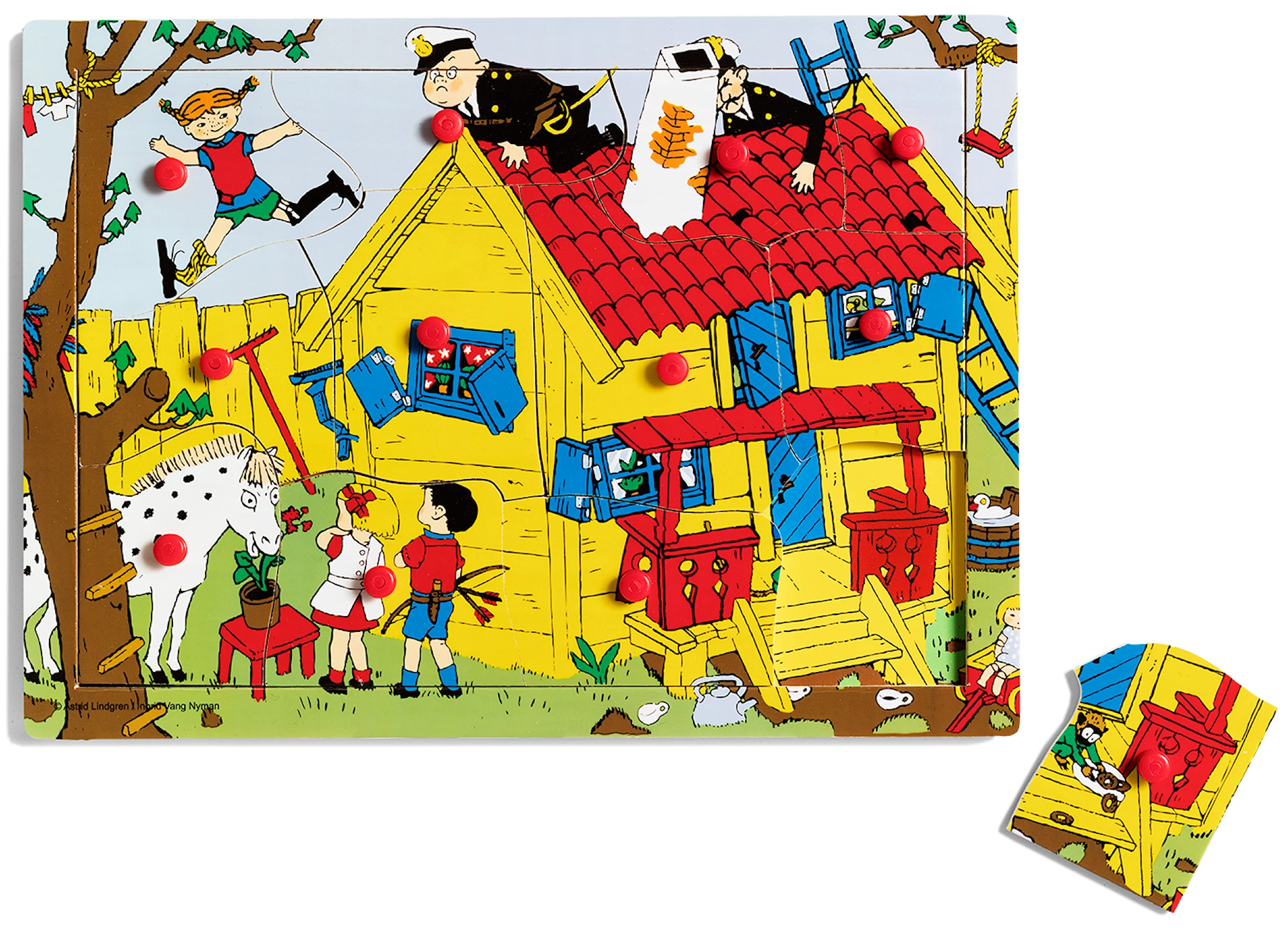 Produktbilde for Knottepuslespill i tre, Pippi, 12 brikker