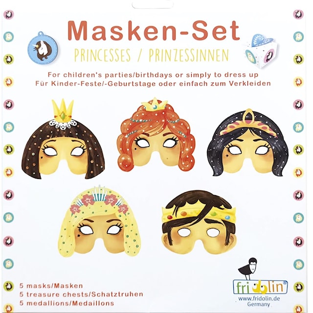 Produktbilde 1 for Ansiktsmasker og skattejakt Prinsesser 5-pakning Fridolin
