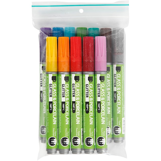 Tuotekuva 3 - Lasi- ja Posliinitussi, kimalle, paksuus 2-4 mm, läpikuultavat, värilajitelma, 12 kpl/ 1 pkt