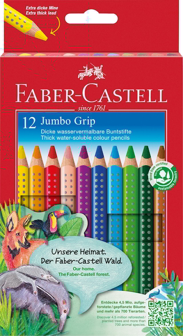 Produktbilde 1 for Färgpenna Jumbo Grip 12 färger Faber-Castell