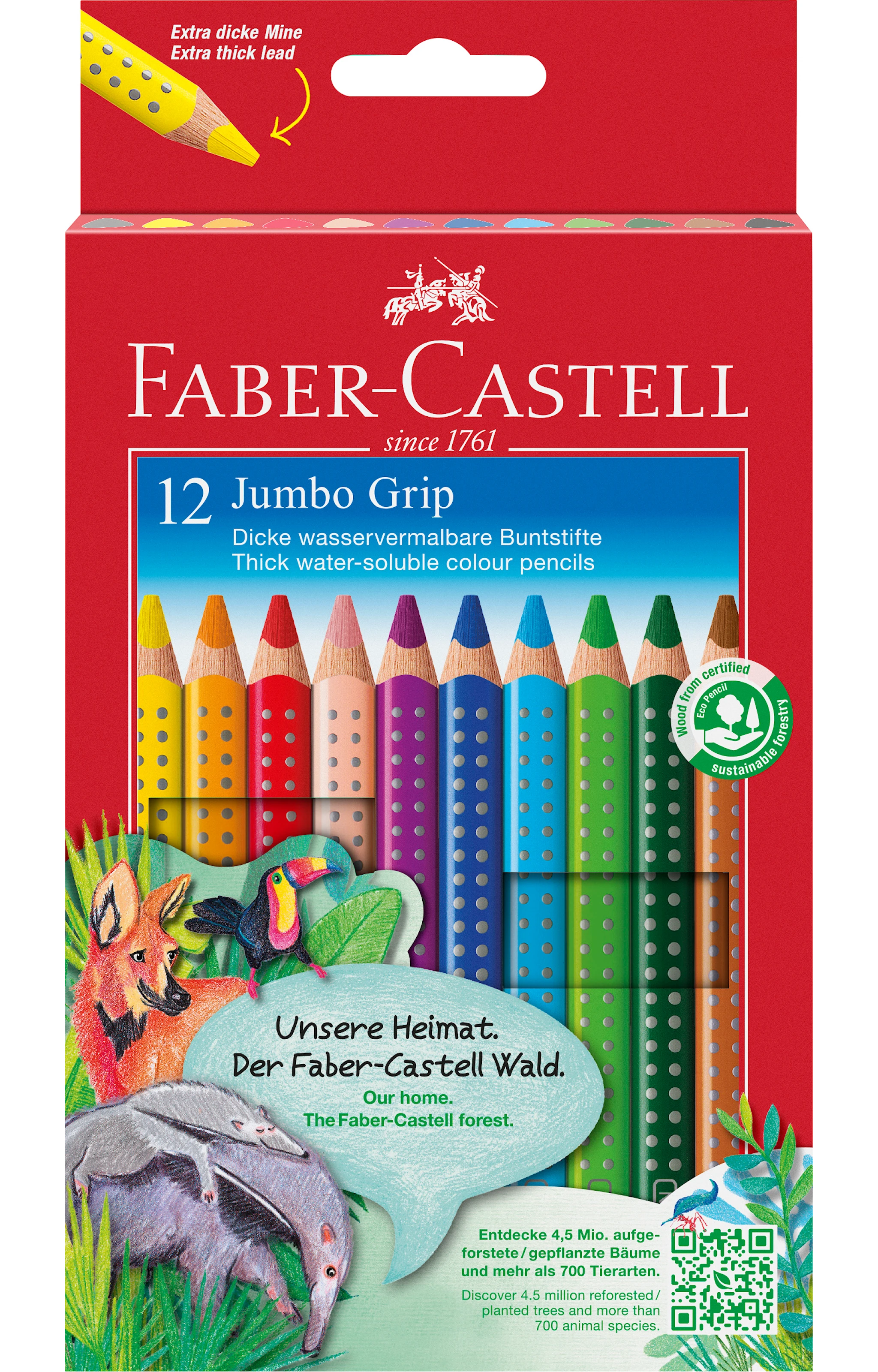 Tuotekuva ille Värikynät Jumbo 12 kpl Grip Faber-Castell