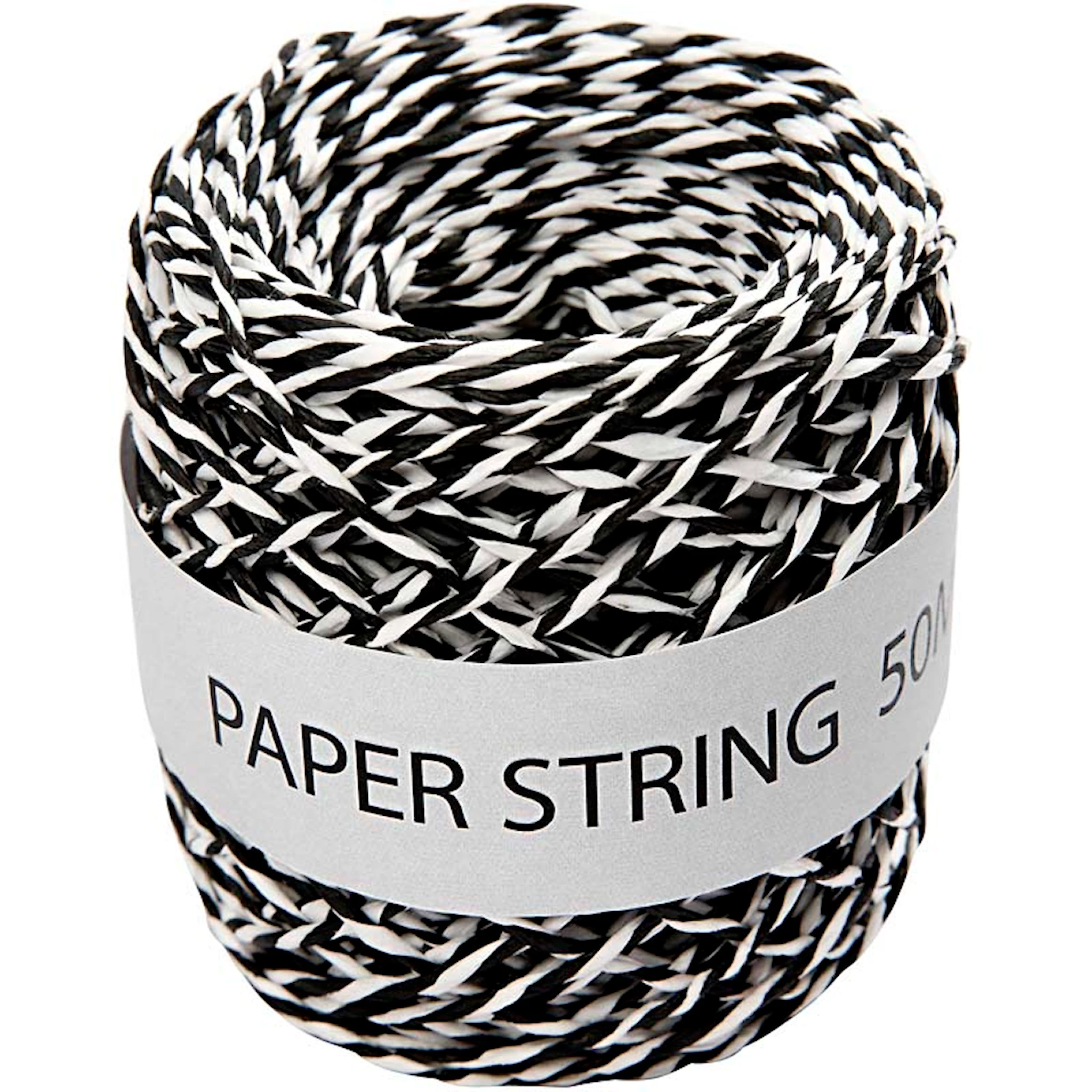 Tuotekuva ille Paperinaru, paksuus 1 mm, musta/valkoinen, 50 m/ 1 rll