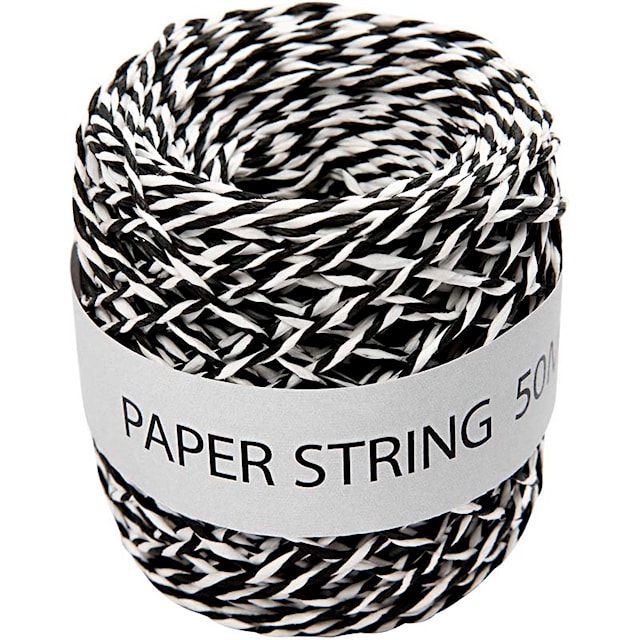 Paperinaru, paksuus 1 mm, musta/valkoinen, 50 m/ 1 rll