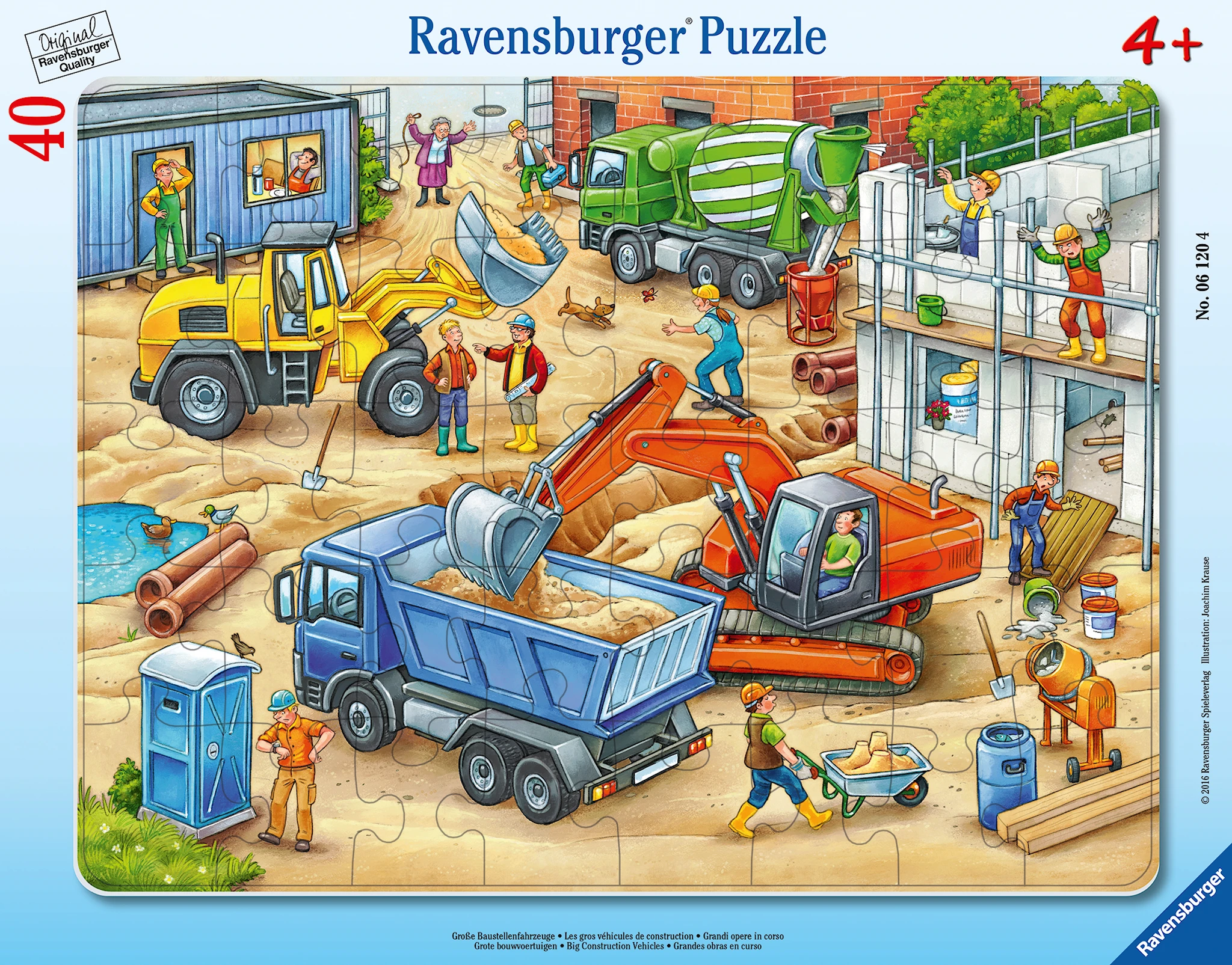 Produktbild för Big Construction Vehicles Barnpussel 40 bitar, Ravensburger