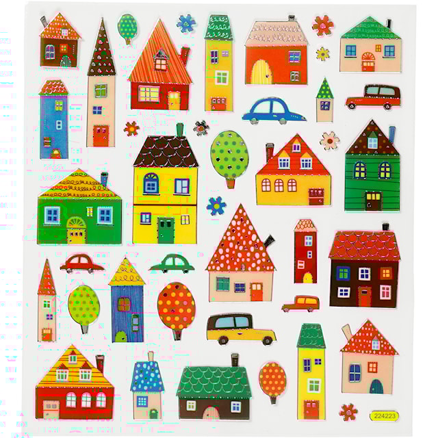 Produktbilde 1 for Klistremerker, byliv, ark 15x16,5 cm, 1 ark