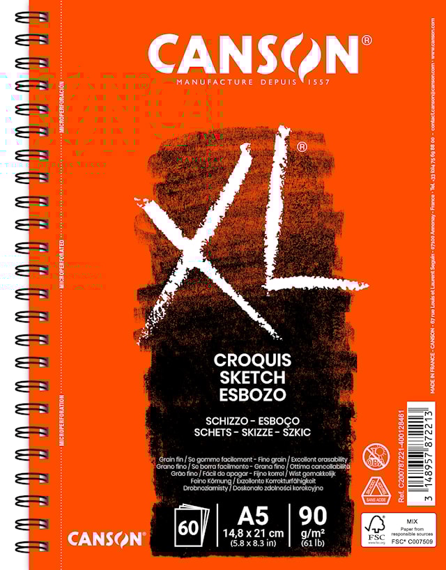 Produktbilde 1 for Skisseblokk A5 Croquis 60 ark 90g Canson XL