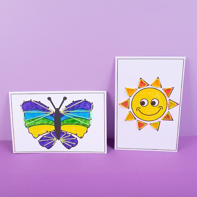 Produktbild 2 för Sykort set med garn och nål 8 olika motiv Playbox