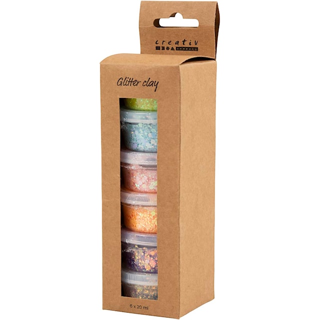Produktbilde 5 for Glitter Clay, pastellfarger, 6x20 g/ 1 pk.