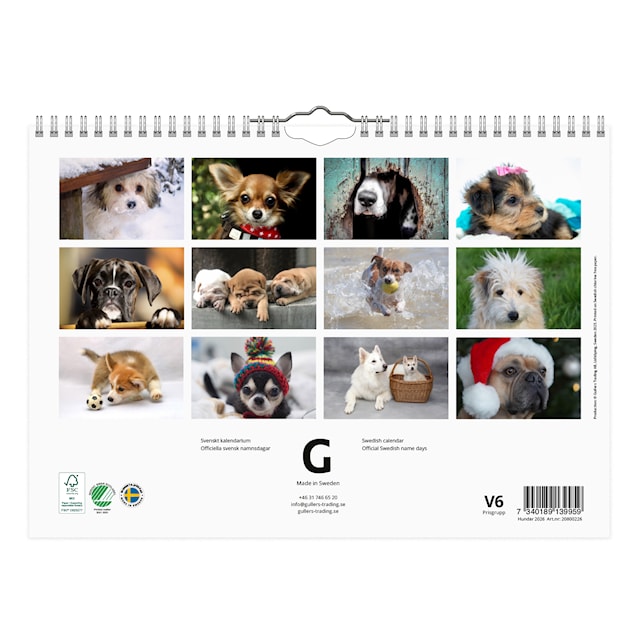 Produktbild 3 för Väggkalender Hundar Small 2026
