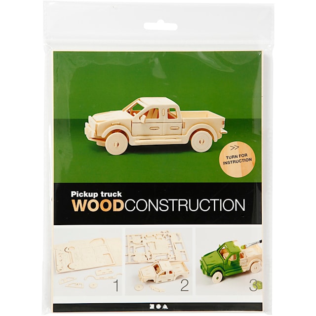 Produktbilde 3 for 3D konstruksjonsfigur, pickup lastebil, str. 19,5x8x12 cm, 1 stk.