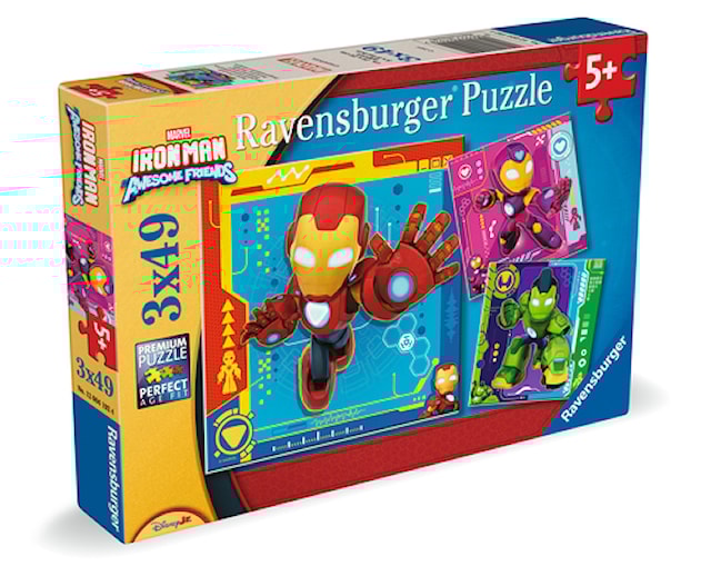 Tuotekuva 2 - Iron Man ja hänen mahtavat ystävänsä -palapeli, 3x49 palaa, Ravensburger