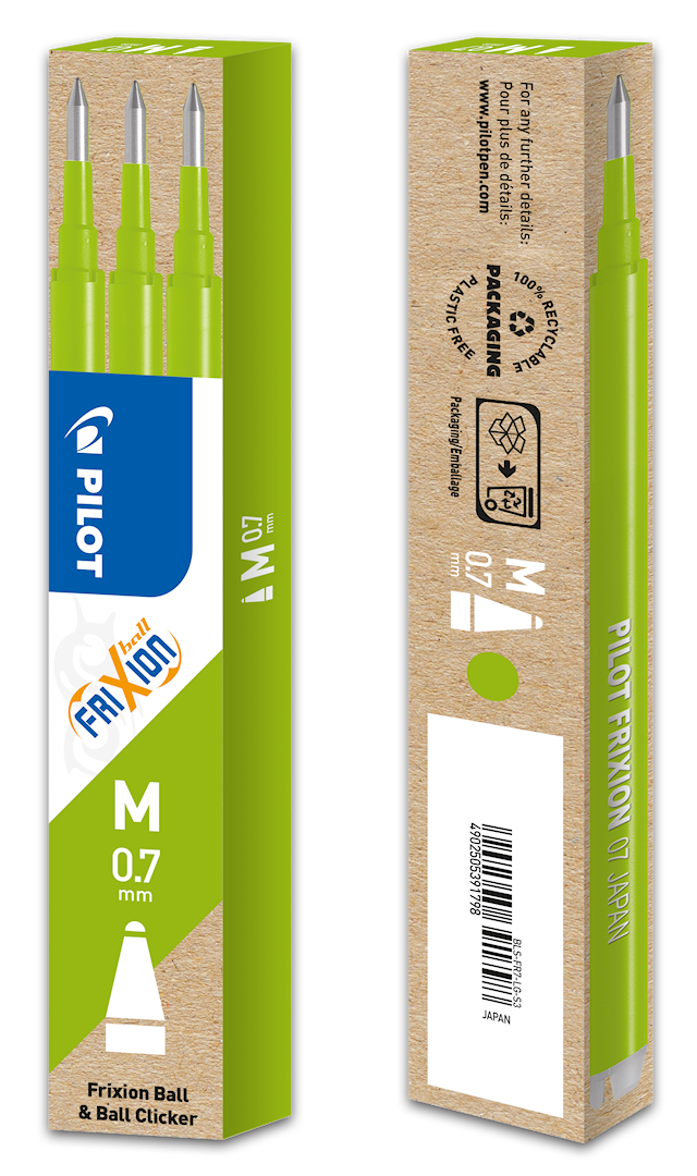Produktbild 2 för Refill Frixion Ball Clicker 0,7 Ljusgrön 3-p, Pilot